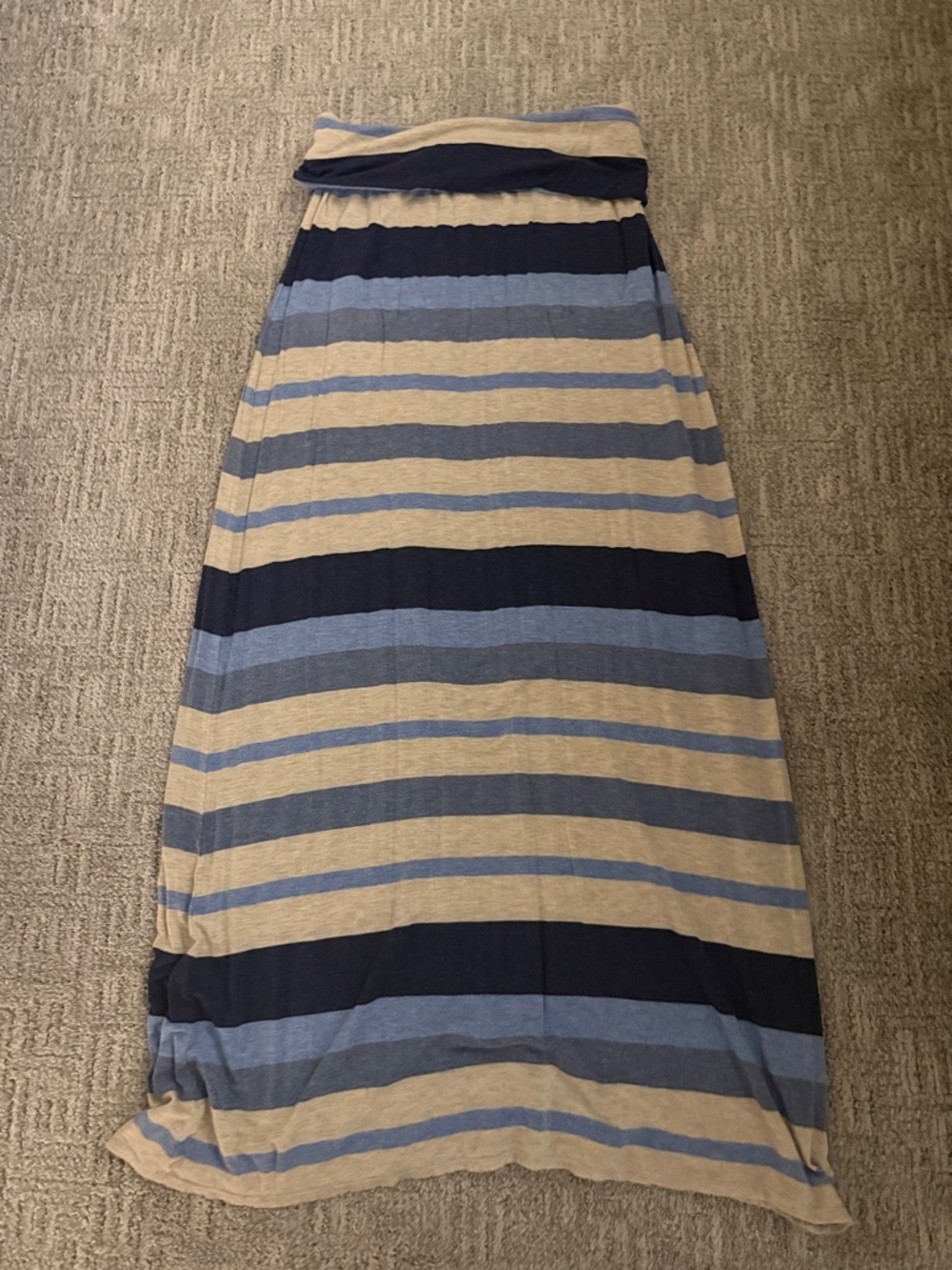 Max Studio Striped Navy, Light Blue & Cream Maxi Skirt